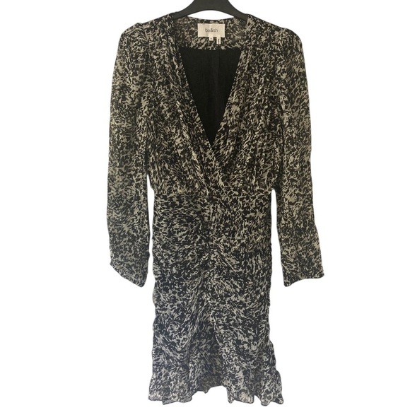 Ba&sh Ezra Ruched Chiffon Mini Dress XS French Girl Style - Picture 4 of 15